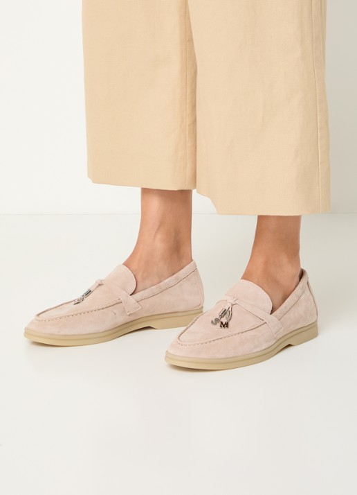 Steve Madden Portland loafer van suède - voorkant 2 beige