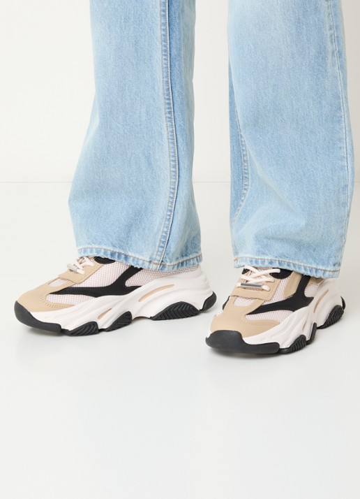 Steve Madden Possession-E sneaker met mesh detail  - voorkant 5 beige