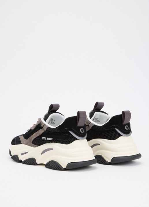 Steve Madden Possession-E sneaker met suède details - achterkant 4 zwart