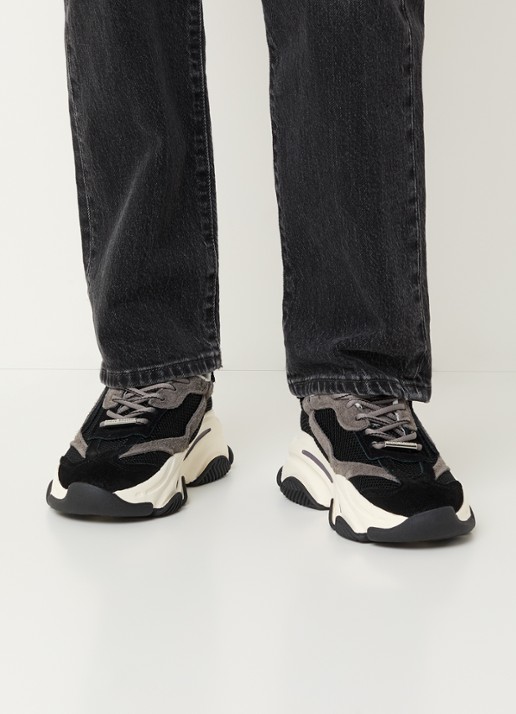 Steve Madden Possession-E sneaker met suède details - voorkant 6 zwart