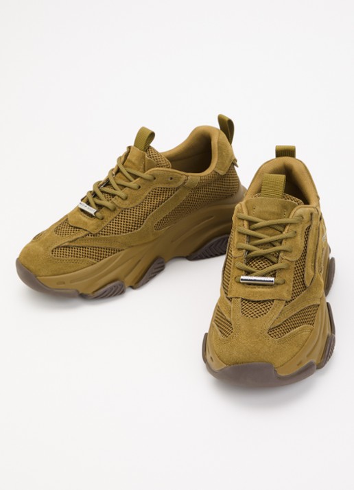 Steve Madden Possession-E sneaker met suède details - detail 2 khaki