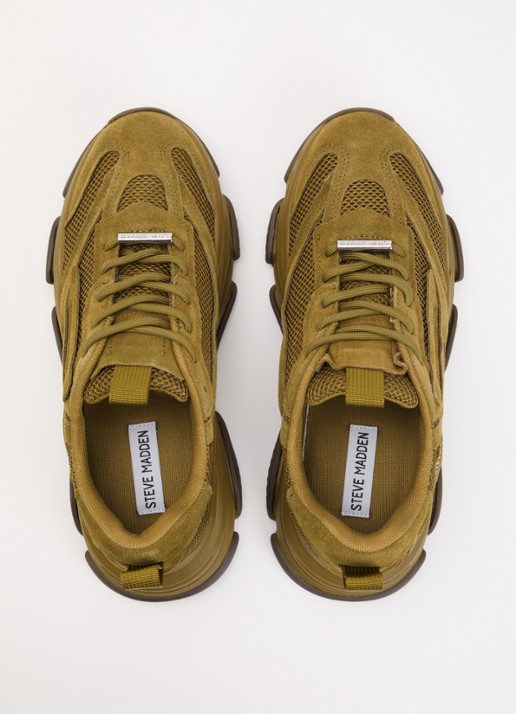 Steve Madden Possession-E sneaker met suède details - detail 3 khaki