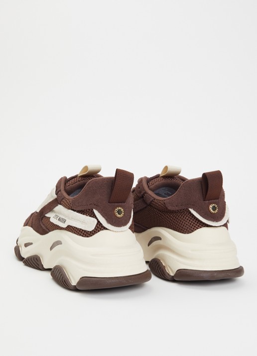 Steve Madden Possession-E sneaker met suède details - achterkant 2 kastanjebruin