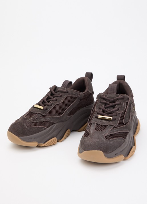 Steve Madden Possession-E sneaker met suède details - detail donkerbruin