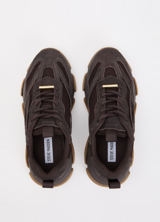 Steve Madden Possession-E sneaker met suède details - detail 2 donkerbruin