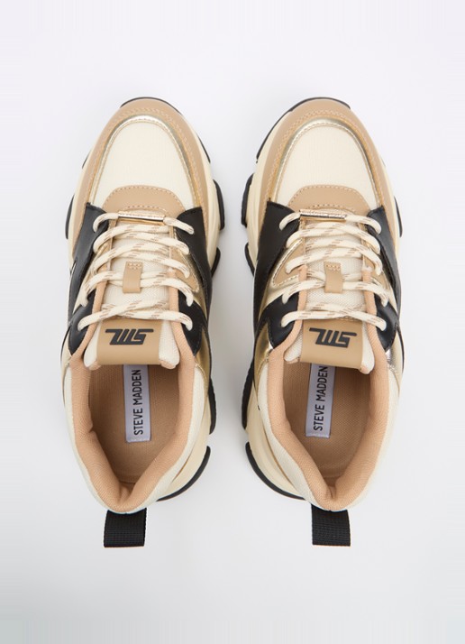 Steve Madden Progressive sneaker met metallic finish - detail 3 camel