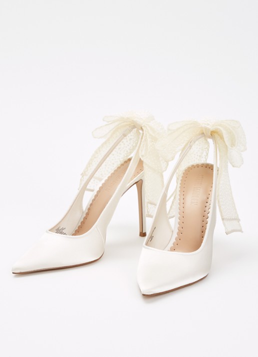 Steve Madden Teacup-P slingback van satijn met strikdetail - detail 4 ivoor