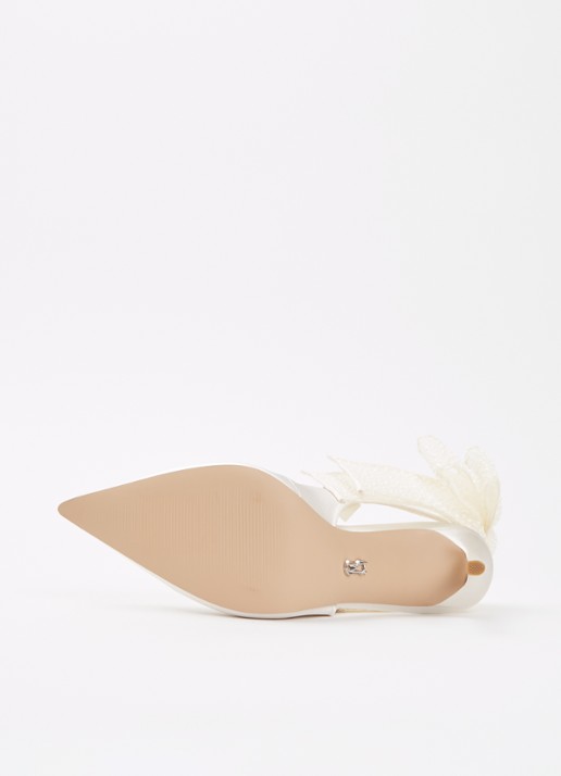 Steve Madden Teacup-P slingback van satijn met strikdetail - detail 6 ivoor