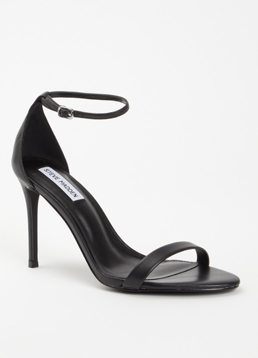 Steve Madden Tecy sandalette van leer - voorkant 10 zwart
