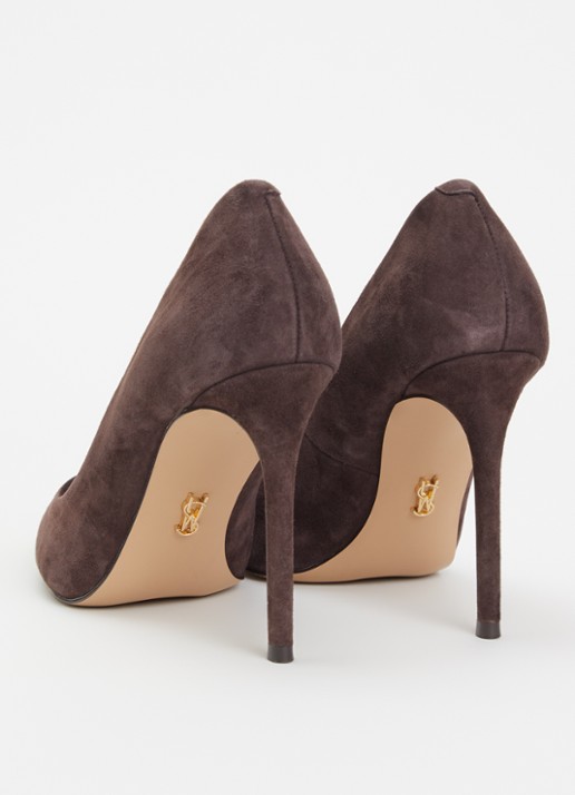 Steve Madden Thrive pump van suède - achterkant donkerbruin