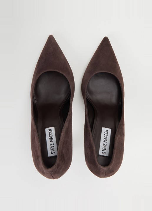Steve Madden Thrive pump van suède - detail 3 donkerbruin