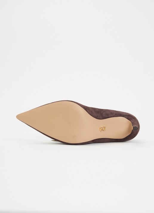 Steve Madden Thrive pump van suède - detail 4 donkerbruin