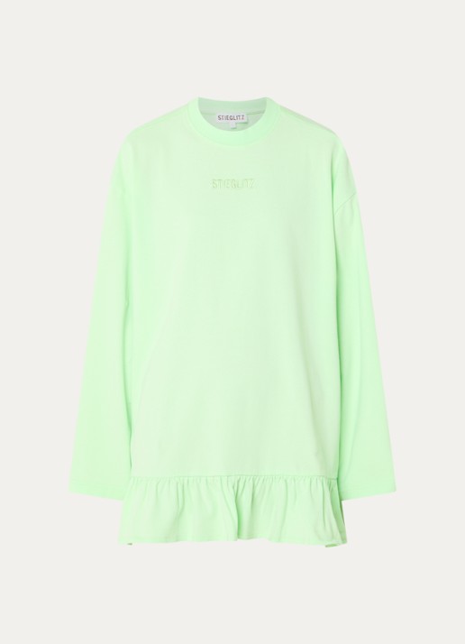 Stieglitz Brisa longsleeve met logo en volant - voorkant 3 neongroen