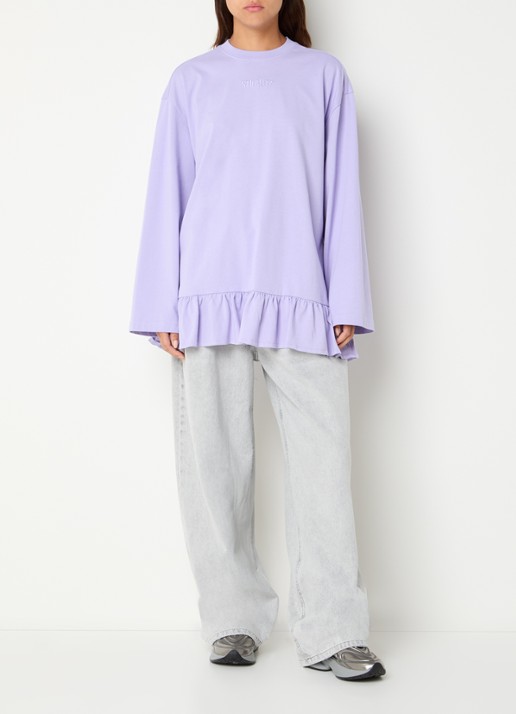Stieglitz Brisa longsleeve met logo en volant - voorkant 4 paars