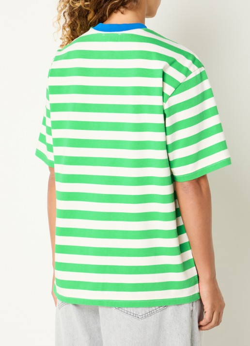 Stieglitz Caira T-shirt met streepprint en logoborduring - achterkant 2 groen