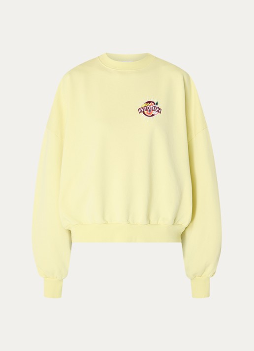 Stieglitz Cindy sweater met logo- en backprint - voorkant 2 geel