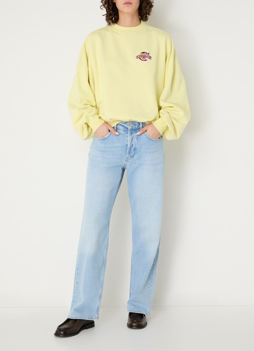 Stieglitz Cindy sweater met logo- en backprint - voorkant 3 geel