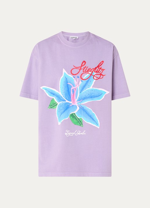 Stieglitz Claudia oversized T-shirt met logoprint - voorkant paars