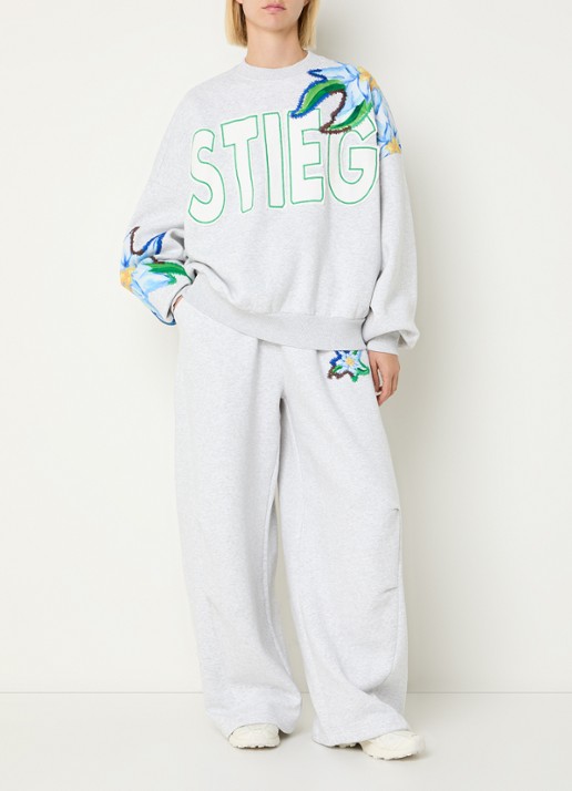 Stieglitz Eliza high waist balloon fit joggingsbroek met steekzakken - voorkant 4 grijs