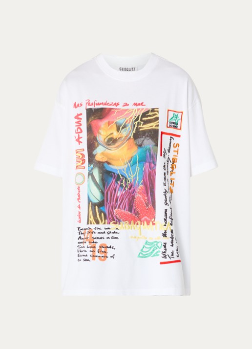Stieglitz Erika oversized T-shirt met print - voorkant 2 wit