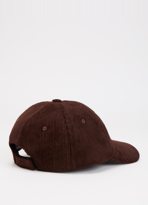Stieglitz Francisco pet van corduroy met logoborduring - detail chocoladebruin
