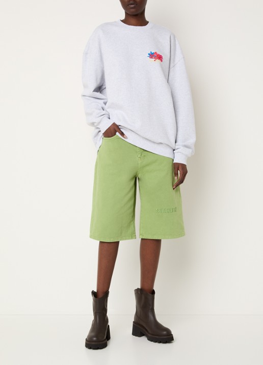 Stieglitz Glenda sweater met logoborduring en backprint - voorkant 4 grijsmele