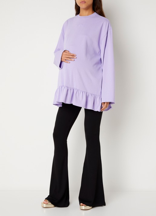 Stieglitz High waist flared zwangerschapsbroek met stretch - voorkant 5 zwart