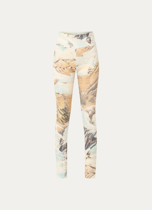 Stieglitz High waist skinny fit legging met print - voorkant 2 lindegroen