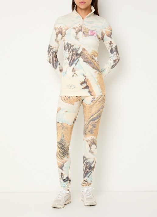 Stieglitz High waist skinny fit legging met print - voorkant 3 lindegroen