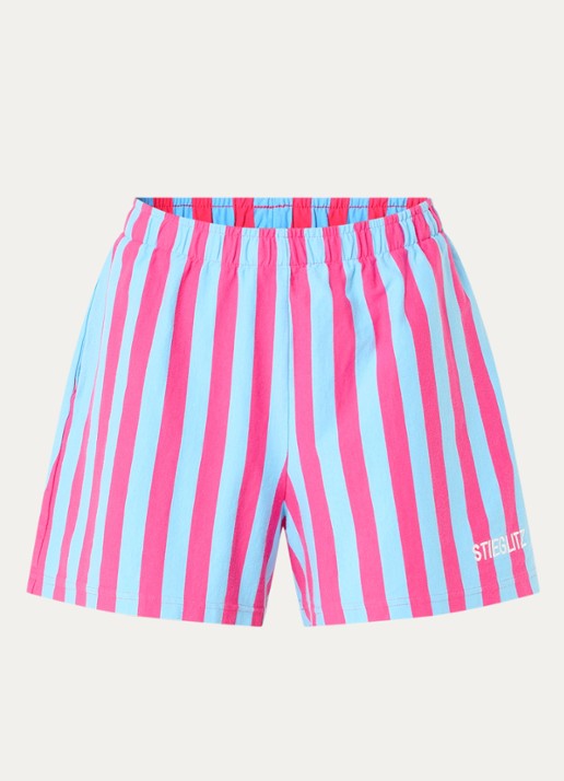 Stieglitz Joana straight fit korte broek met streepprint - voorkant 3 roze