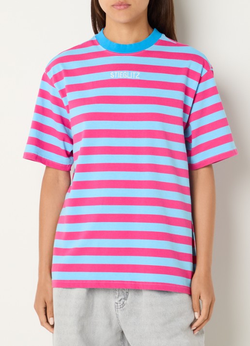 Stieglitz Joana T-shirt met logo en streepprint