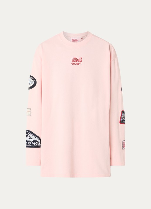 Stieglitz Juliana oversized longsleeve met logo- en backprint - voorkant 2 zalmroze