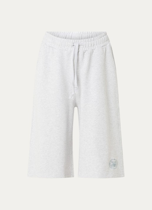 Stieglitz Kayo high waist straight fit korte joggingbroek met logo - voorkant 2 grijs