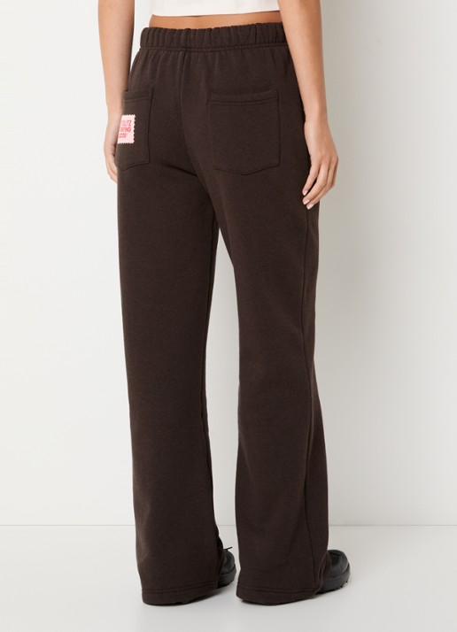 Stieglitz Lola high waist straight fit joggingsbroek met steekzakken - achterkant 3 donkerbruin