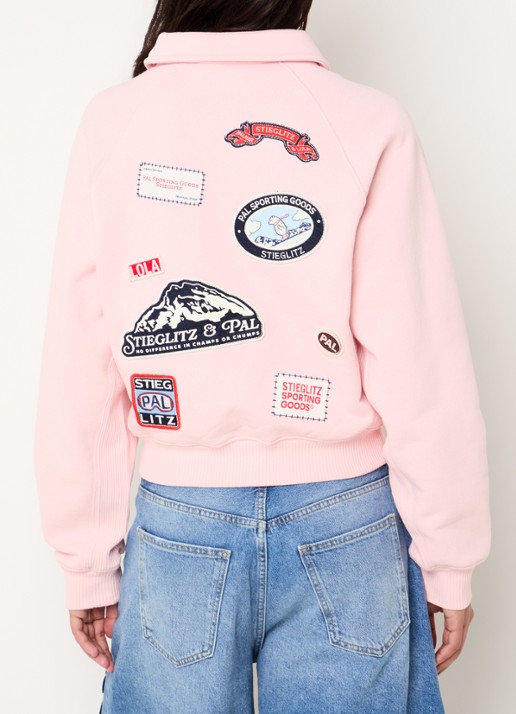 Stieglitz Lola sweater met logoprint en halve rits