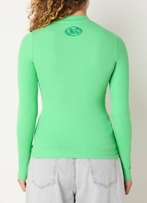 Stieglitz Loy ribgebreide top met geknoopt detail - achterkant 4 groen