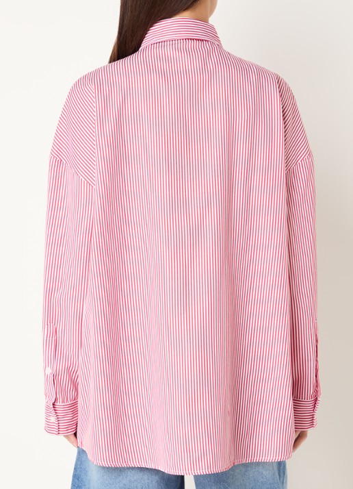 Stieglitz Lua blouse met streepprint en borduring - achterkant 3 rood