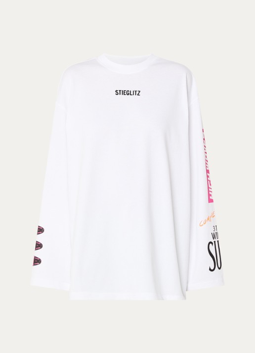 Stieglitz Monica longsleeve met front- en backprint - voorkant 3 wit
