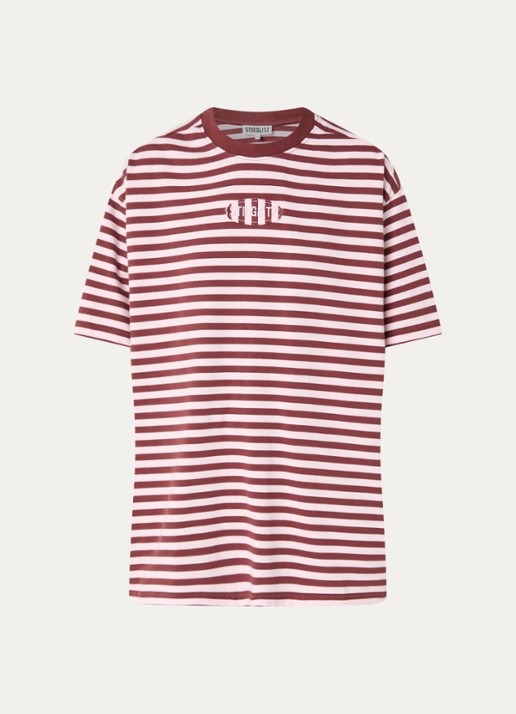 Stieglitz Oversized T-shirt met streepprint - voorkant roze