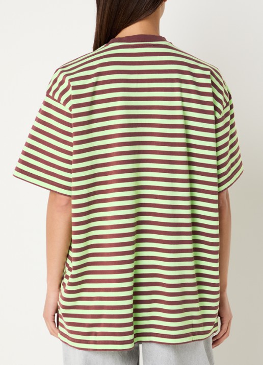 Stieglitz Oversized T-shirt met streepprint - achterkant 3 groen