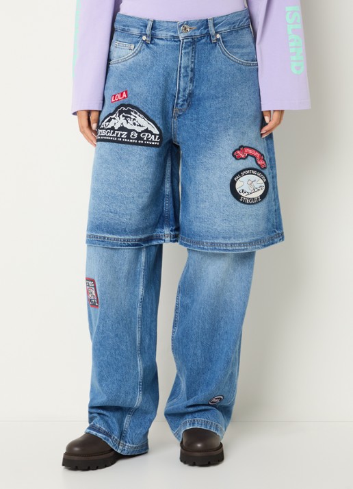 Stieglitz Rafa high waist wide leg jeans met logoborduring