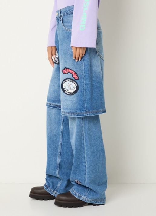 Stieglitz Rafa high waist wide leg jeans met logoborduring - detail 4 indigo