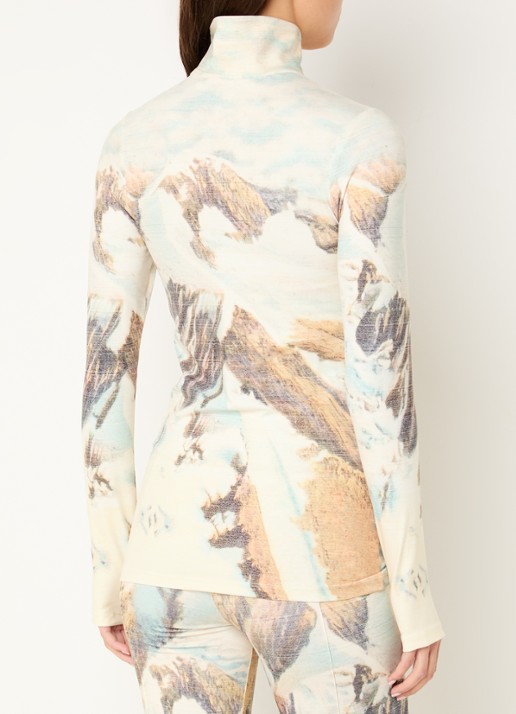 Stieglitz Rosario top met halve rits en print - achterkant 2 lindegroen