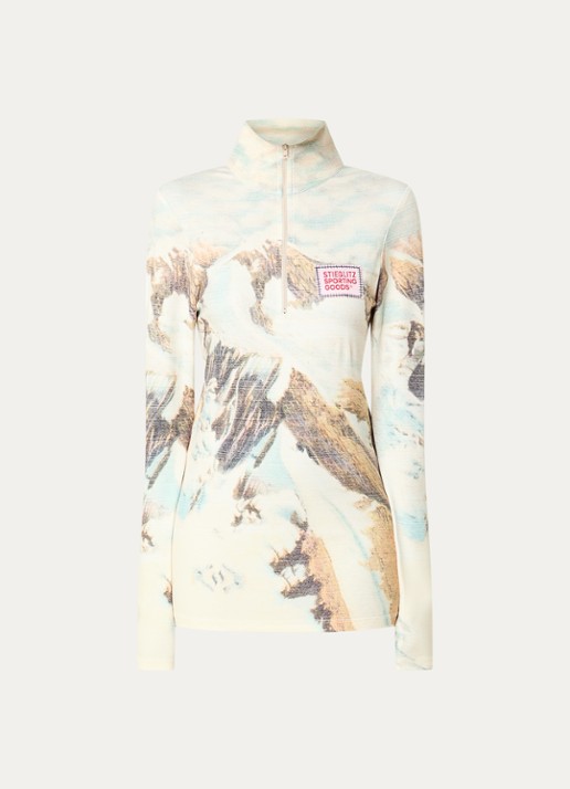 Stieglitz Rosario top met halve rits en print - voorkant 3 lindegroen