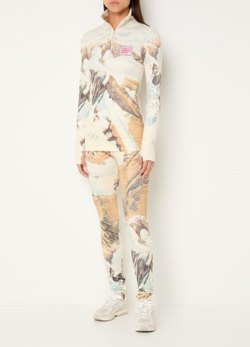 Stieglitz Rosario top met halve rits en print - voorkant 4 lindegroen