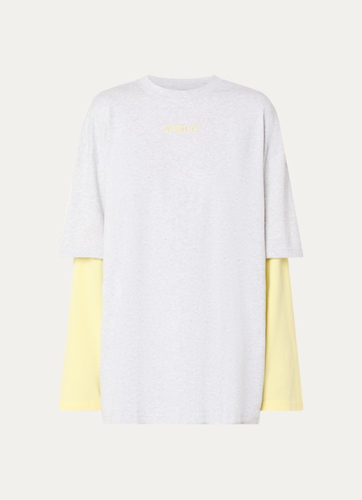 Stieglitz Stan longsleeve met logo - voorkant geel