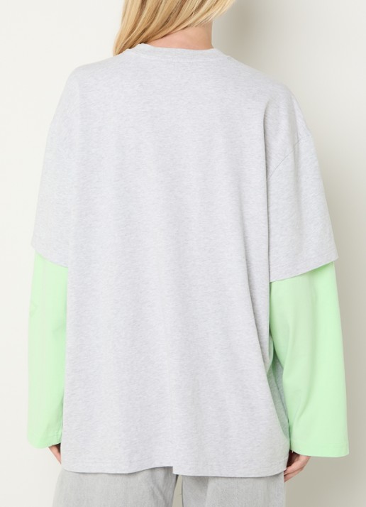 Stieglitz Stan longsleeve met logo - achterkant 2 neongroen