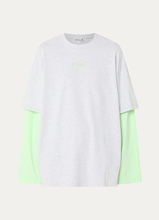 Stieglitz Stan longsleeve met logo - voorkant 3 neongroen