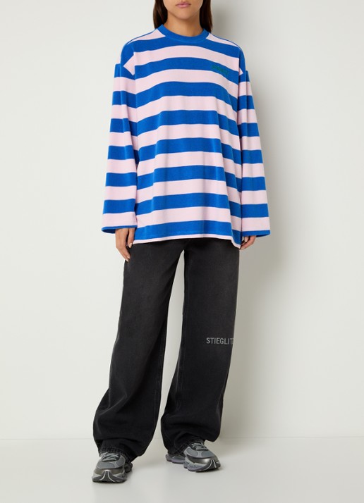 Stieglitz Stina longsleeve met streepprint en logo - voorkant 4 blauw