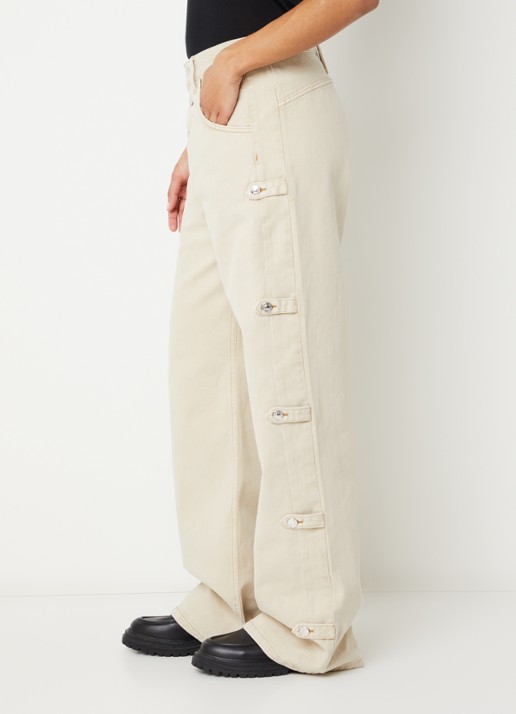 Stieglitz Taigo mid waist wide leg jeans met gekleurde wassing - detail 5 beige